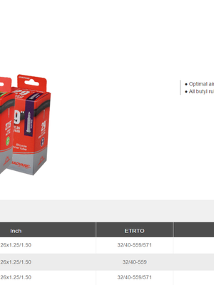 ยางใน CHAOYANG 26x1.25-1.50 AV33