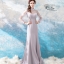 DL059 - **พรีออเดอร์** ชุดราตรี เดรสยาวออกงาน (Night party dresses) ชุดไปงานแต่งงานสวยๆ "ธีมสีเทาแต่งเพชร"