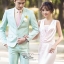 ST022- **พรีออเดอร์**สูทผู้ชายสีเขียวอ่อนแขนยาว พร้อมกางเกง ชุดสูทเจ้าบ่าว สูทแฟนซี ถ่ายพรีเวดดิ้ง & ชุดแต่งงานแฟนซี (Fancy wedding dress) สูทผู้ชายสีเขียวอ่อน