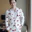 ST117- **พรีออเดอร์**สูทแฟนซีผู้ชายสีขาวลายปาก แขนยาว พร้อมกางเกง ชุดสูทเจ้าบ่าว สูทแฟนซี ถ่ายพรีเวดดิ้ง & ชุดแต่งงานแฟนซี (Fancy wedding dress) สูทผู้ชายสีขาวลายลิปสติก