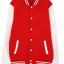 เสื้อเบสบอลสีแดงแขนขาว Baseball Jacket Red-White