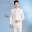 ST087 **พรีออเดอร์**สูทจีนผู้ชายสีขาวคอสีทอง แขนยาวปักลายมังกรสีทอง ติดกระดุมสีทอง พร้อมกางเกงสีขาวขาสอบ ชุดสูทเจ้าบ่าว สูทแฟนซี ถ่ายพรีเวดดิ้ง & ชุดแต่งงานแฟนซี (Fancy wedding dress) สูทผู้ชายสีขาว