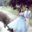 PW106 - **พรีออเดอร์** ชุดคู่ถ่ายพรีเวดดิ้ง (prewedding dress) & ชุดแต่งงานแฟนซี (Fancy wedding dress)ชายหญิง "ธีมสีฟ้า-ขาว"