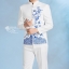 ST073 **พรีออเดอร์**สูทจีนผู้ชายสีฟ้าแขนยาวปักนกนางแอ่นสีทอง ติดกระดุมสีฟ้า พร้อมกางเกงสีดำขาสอบ ชุดสูทเจ้าบ่าว สูทแฟนซี ถ่ายพรีเวดดิ้ง & ชุดแต่งงานแฟนซี (Fancy wedding dress) สูทผู้ชายสีฟ้า-ดำ