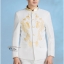 ST083 **พรีออเดอร์**สูทจีนผู้ชายสีขาวแขนยาวปักลายมังกรคู่สีทอง ติดกระดุมสีขาว พร้อมกางเกงสีขาวขาสอบ ชุดสูทเจ้าบ่าว สูทแฟนซี ถ่ายพรีเวดดิ้ง & ชุดแต่งงานแฟนซี (Fancy wedding dress) สูทผู้ชายสีขาว