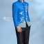 ST073 **พรีออเดอร์**สูทจีนผู้ชายสีฟ้าแขนยาวปักนกนางแอ่นสีทอง ติดกระดุมสีฟ้า พร้อมกางเกงสีดำขาสอบ ชุดสูทเจ้าบ่าว สูทแฟนซี ถ่ายพรีเวดดิ้ง & ชุดแต่งงานแฟนซี (Fancy wedding dress) สูทผู้ชายสีฟ้า-ดำ