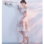 DS036 - **พร้อมส่ง** ชุดราตรี เดรสสั้นออกงาน (short dresses) ชุดไปงานแต่งงานสวยๆ "ธีมสีฟ้าปักดอก 3D"