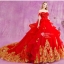 PW408- **พร้อมส่งหางปกติ/พรีออเดอร์หางยาว**ชุดคู่ถ่ายพรีเวดดิ้ง (prewedding dress) & ชุดแต่งงานแฟนซี (Fancy wedding dress)ชายหญิงสไตล์เจ้าชายเจ้าหญิง "ธีมสีแดง"