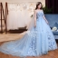PW590 - **พรีออเดอร์ค่ะ** ชุดราตรีสีฟ้า ชุดคู่ถ่ายพรีเวดดิ้ง (prewedding dress) & ชุดแต่งงานแฟนซี (Fancy wedding dress)ชายหญิง "ธีมสีฟ้า"