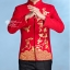 ST073 **พรีออเดอร์**สูทจีนผู้ชายสีฟ้าแขนยาวปักนกนางแอ่นสีทอง ติดกระดุมสีฟ้า พร้อมกางเกงสีดำขาสอบ ชุดสูทเจ้าบ่าว สูทแฟนซี ถ่ายพรีเวดดิ้ง & ชุดแต่งงานแฟนซี (Fancy wedding dress) สูทผู้ชายสีฟ้า-ดำ