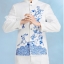 ST073 **พรีออเดอร์**สูทจีนผู้ชายสีฟ้าแขนยาวปักนกนางแอ่นสีทอง ติดกระดุมสีฟ้า พร้อมกางเกงสีดำขาสอบ ชุดสูทเจ้าบ่าว สูทแฟนซี ถ่ายพรีเวดดิ้ง & ชุดแต่งงานแฟนซี (Fancy wedding dress) สูทผู้ชายสีฟ้า-ดำ