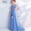 DL036 - **พรีออเดอร์** ชุดราตรี เดรสยาวออกงาน (Night party dresses) ชุดไปงานแต่งงานสวยๆ "ธีมสีฟ้าครามแต่งดอก 3D"