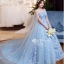 PW590 - **พรีออเดอร์ค่ะ** ชุดราตรีสีฟ้า ชุดคู่ถ่ายพรีเวดดิ้ง (prewedding dress) & ชุดแต่งงานแฟนซี (Fancy wedding dress)ชายหญิง "ธีมสีฟ้า"