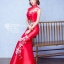 PW443- **พร้อมส่งค่ะ**ชุดกี่เพ้ายาว ชุดยกน้ำชา ชุดถ่ายพรีเวดดิ้ง (prewedding dress) & ชุดแต่งงานแฟนซี (Fancy wedding dress) "ธีมสีแดง"