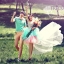 PW158 - **พรีออเดอร์ค่ะ** ชุดคู่ถ่ายพรีเวดดิ้ง (prewedding dress) & ชุดแต่งงานแฟนซี (Fancy wedding dress)ชายหญิง "ธีมสีเขียว-ชมพู"
