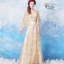 DL062 - **พรีออเดอร์** ชุดราตรี เดรสยาวออกงาน (Night party dresses) ชุดไปงานแต่งงานสวยๆ "ธีมสีทองแต่งกลิตเตอร์"