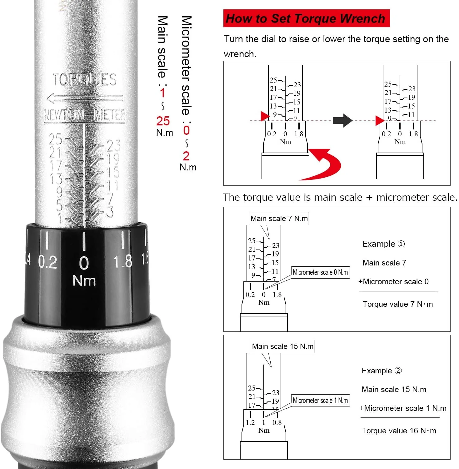 Bike Torque Wrench Set 1/4” Drive | ชุดประแจทอร์คจักรยาน 1–25Nm | พร้อมหัวบิต Allen, Torx, Philip และแกนต่อขยาย